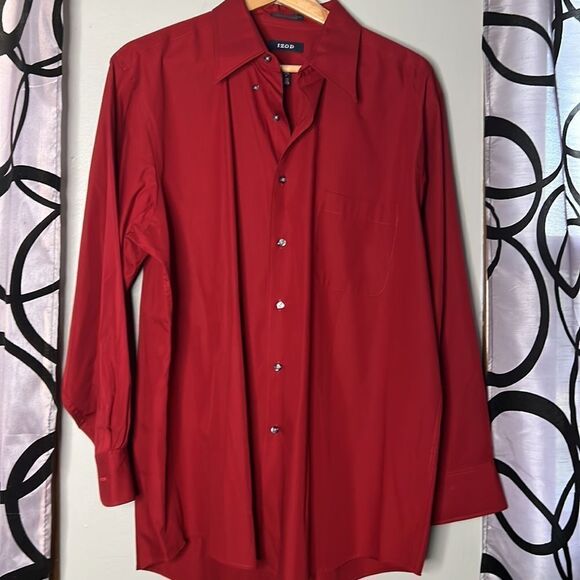 Izod silky poplin, long sleeve button down shirt, size extra-large - Picture 2 of 12